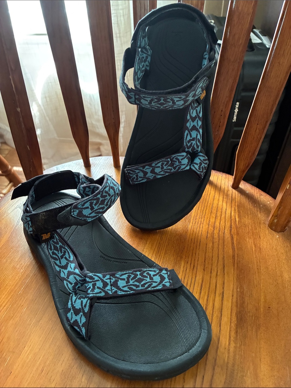 Teva Women's Black Sandals with Teal Patterned Straps